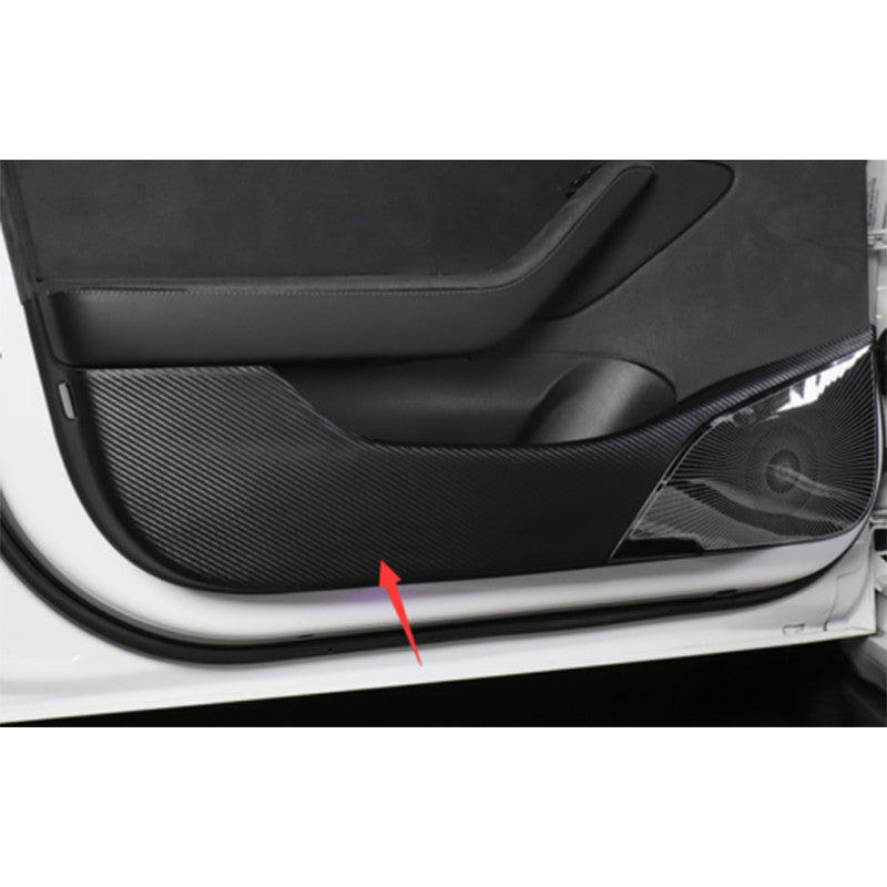 Carbon Fiber PU Inner Door Anti-Kick Panel Cover trim for Tesla Model 3 2017-23