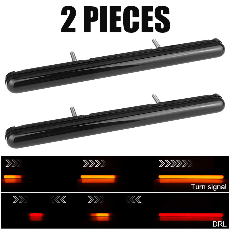2X Red/Amber LED Truck Rear Brake Flowing Turn Signal Tail Light Strip DRL Lamp