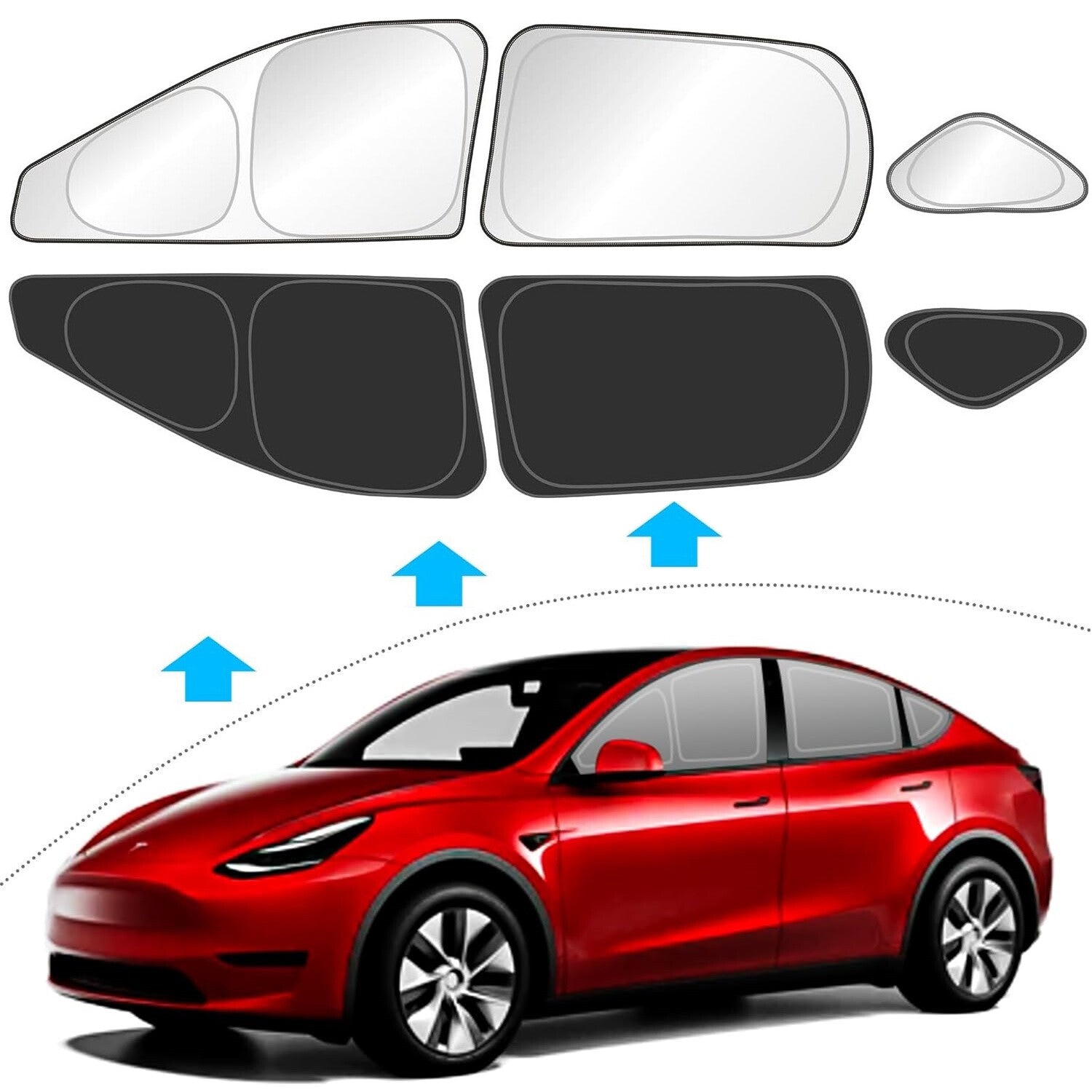 6pcs For 2020-2024 for Tesla for Model Y Side Windows Sun Shade UV Block Privacy Cover