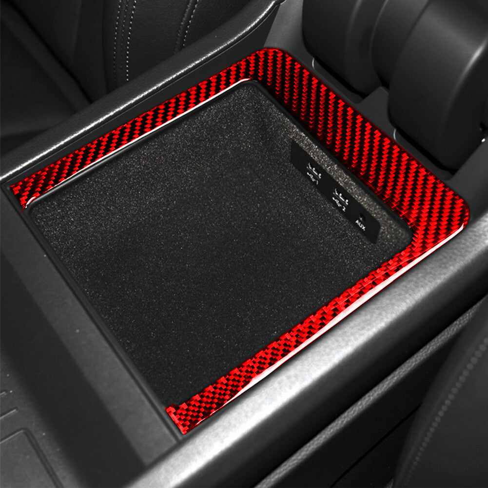 Red Carbon Fiber Interior Storage Box Panel Trim Cover Sticker for Audi Q7 16-19