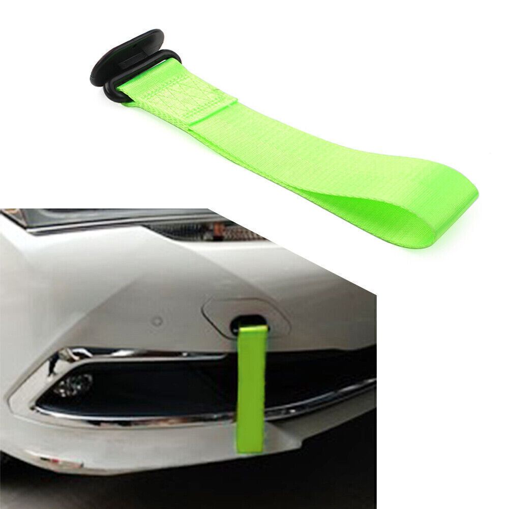 Car Tow Towing Strap Belt Rope Rally Hook Universal Rear/Front Bumper Green