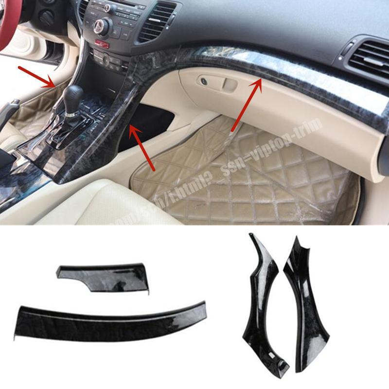 Central Console Dashboard Strip Trim for Acura TSX 2009-2014 Black Wood Grain