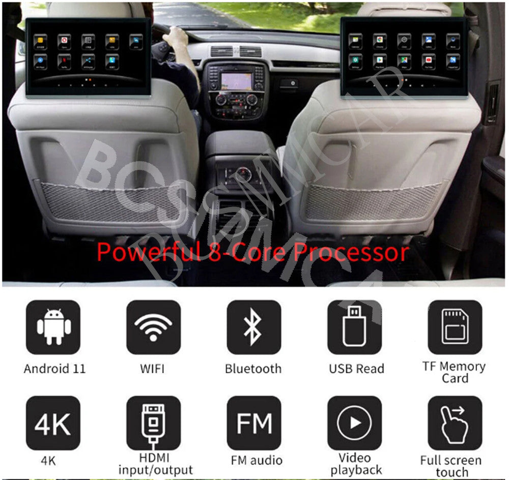 11.6 In Android11 Car Headrest Monitor Video Touch Screen WIFI Bluetooth Player