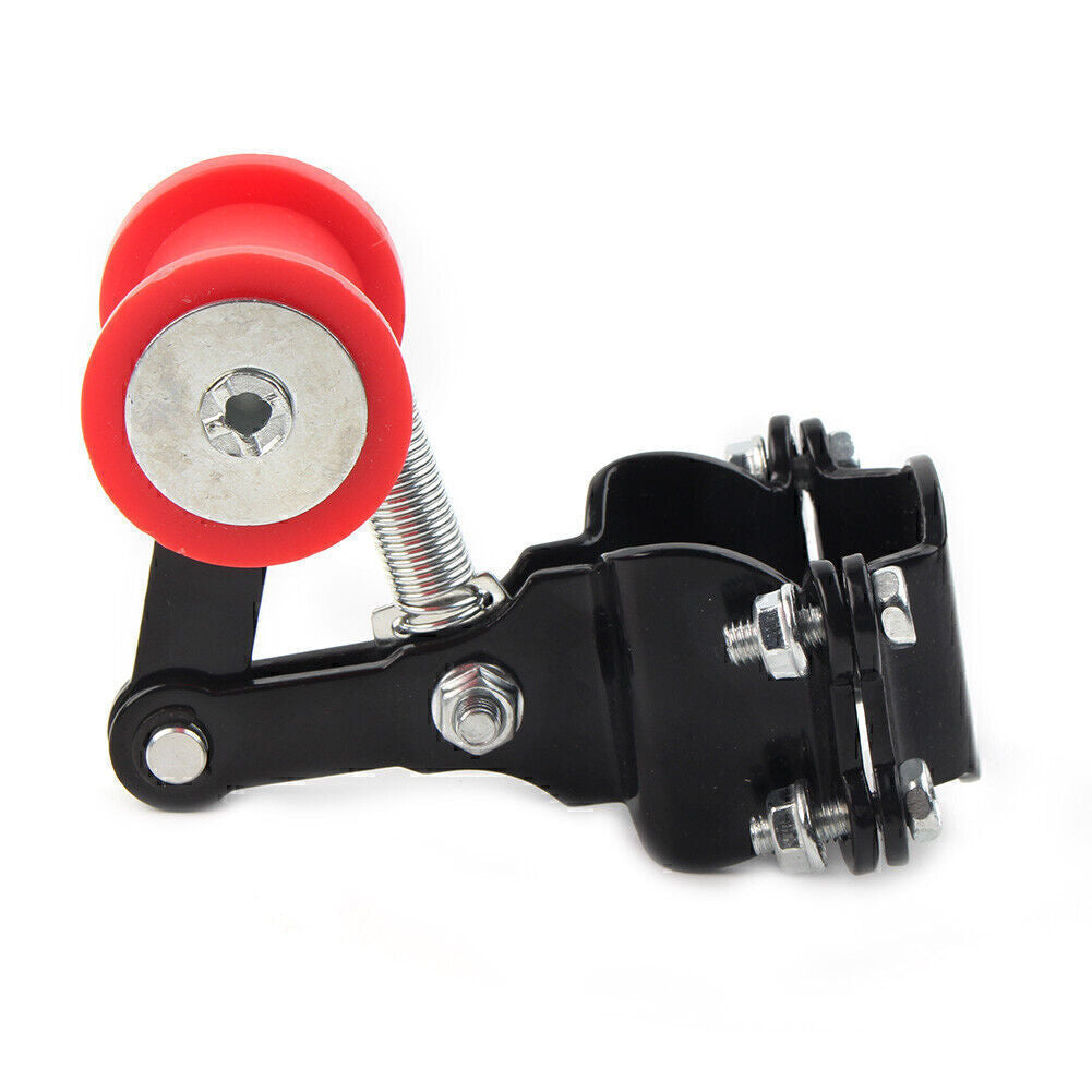 Universal Bolt On Chain Tensioner Roller Adjuster Motorcycle Motorbike Red Kit