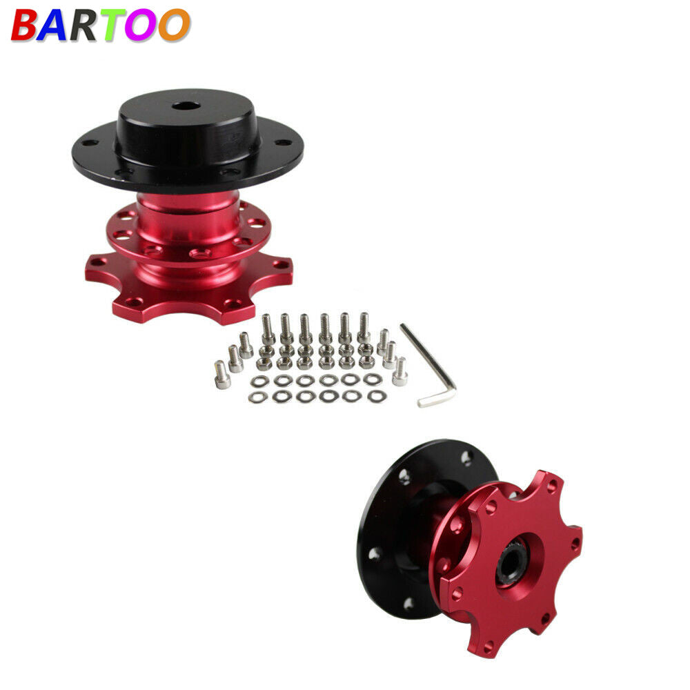 Quick Release Snap off Hub Adapter Boss Kit Car for 6 Holes Steering Wheel Red