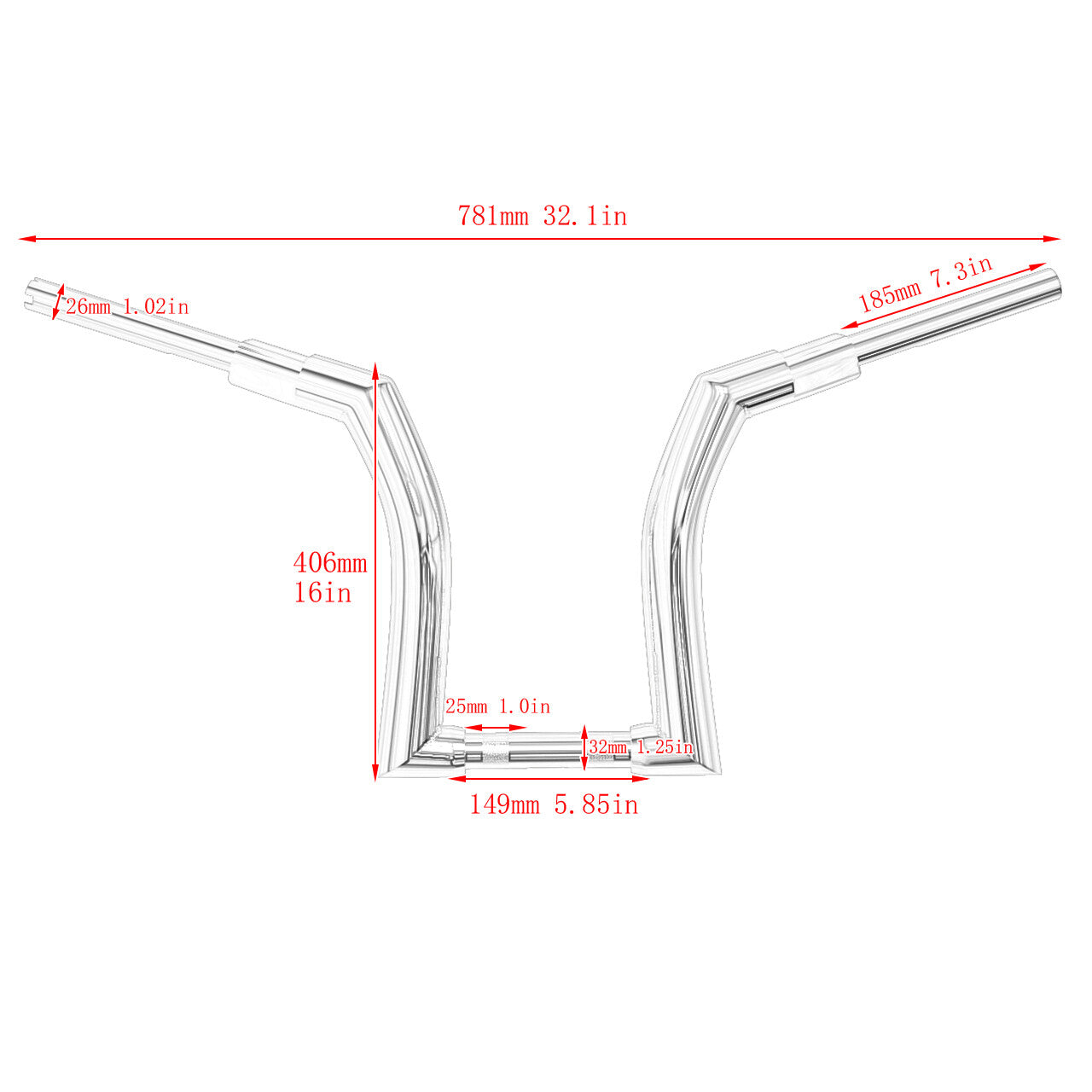 Chrome 16 Ape Hanger Handlebar 1.25Riser for Harley Road King Road Glide 14-23