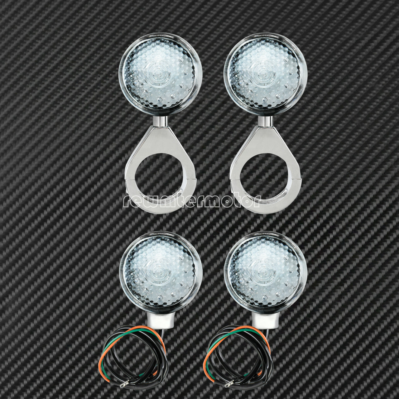 41mm Fork Aluminum All Chrome LED Turn Signal Light w/ Clear Lens Fit for Harley