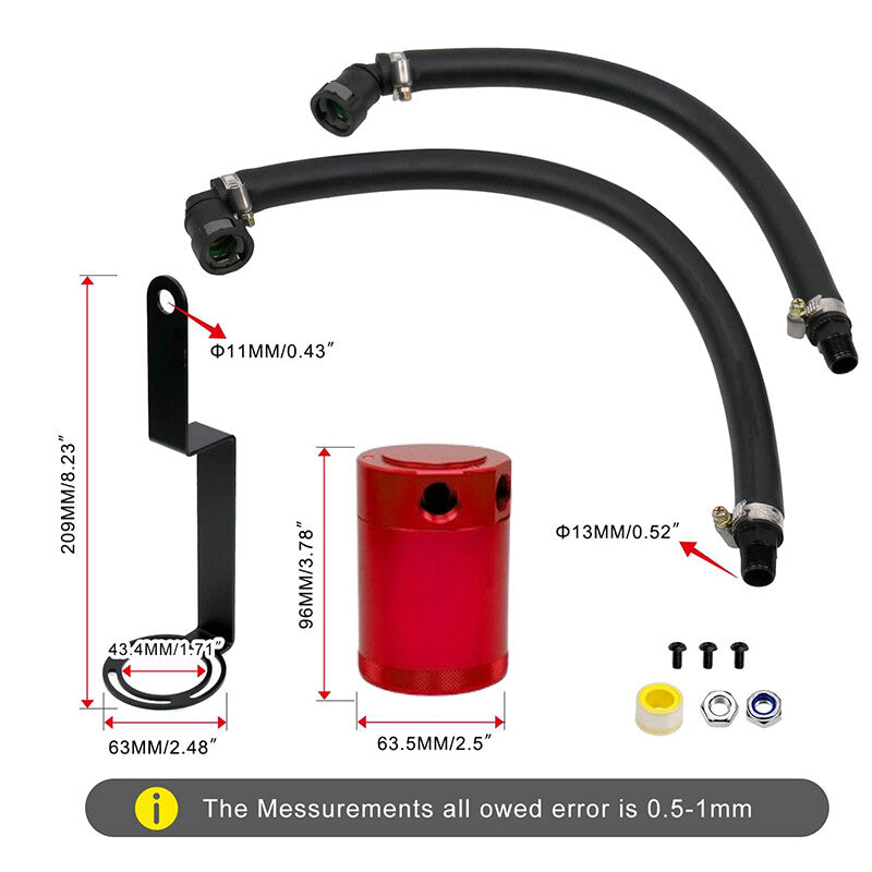 Oil Catch Can Oil Separator For 2015-2022 Hellcat Charger for Challenger Red