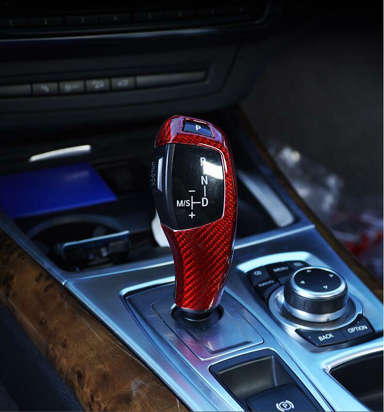 Red Carbon Gear Shift Knob Trim for BMW X5 E70 X6 E71 08-13 5 Series E60 2008-10