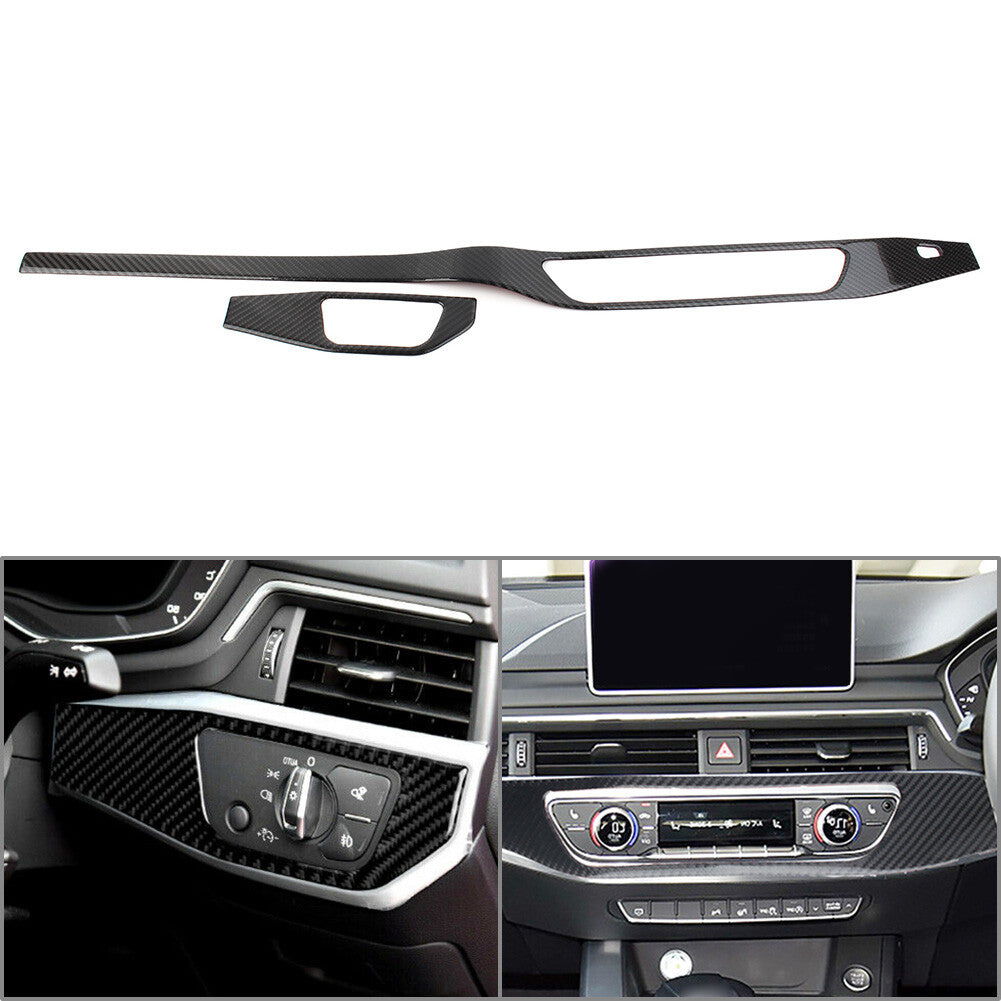 Carbon Fiber Interior Upper Air Vent Outlet Cover Trim Fit for Audi A4 B9 17-20 RHD