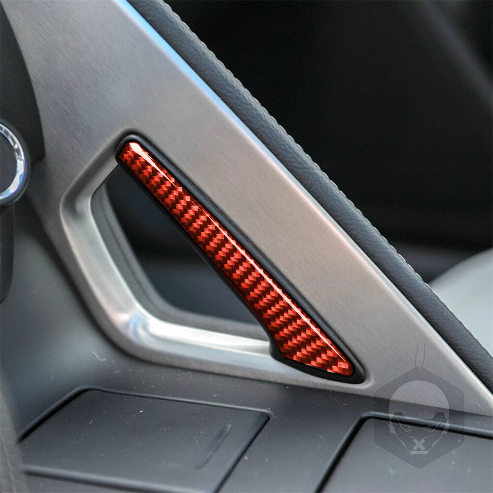 2¡ÁRed Carbon Fiber Console Handle Panel Trim for Chevrolet for Corvette C7 2014-2019