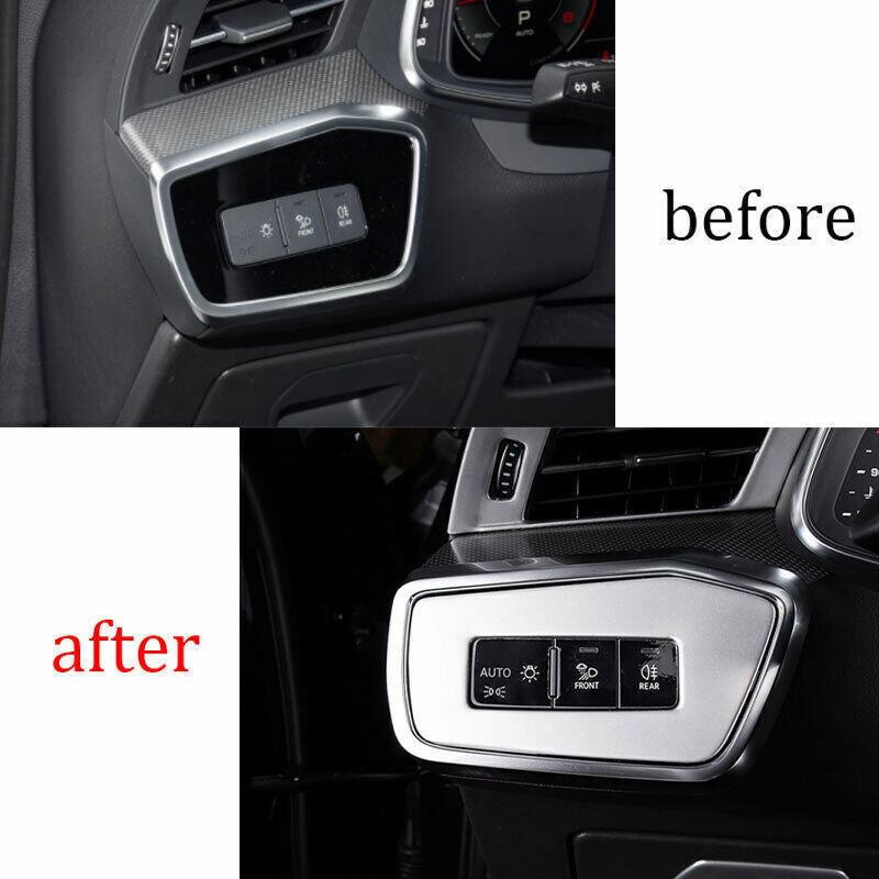for Audi A6 A7 2019-2024 Silver Steel Headlight Lamp Switch Panel Cover Trim 1P