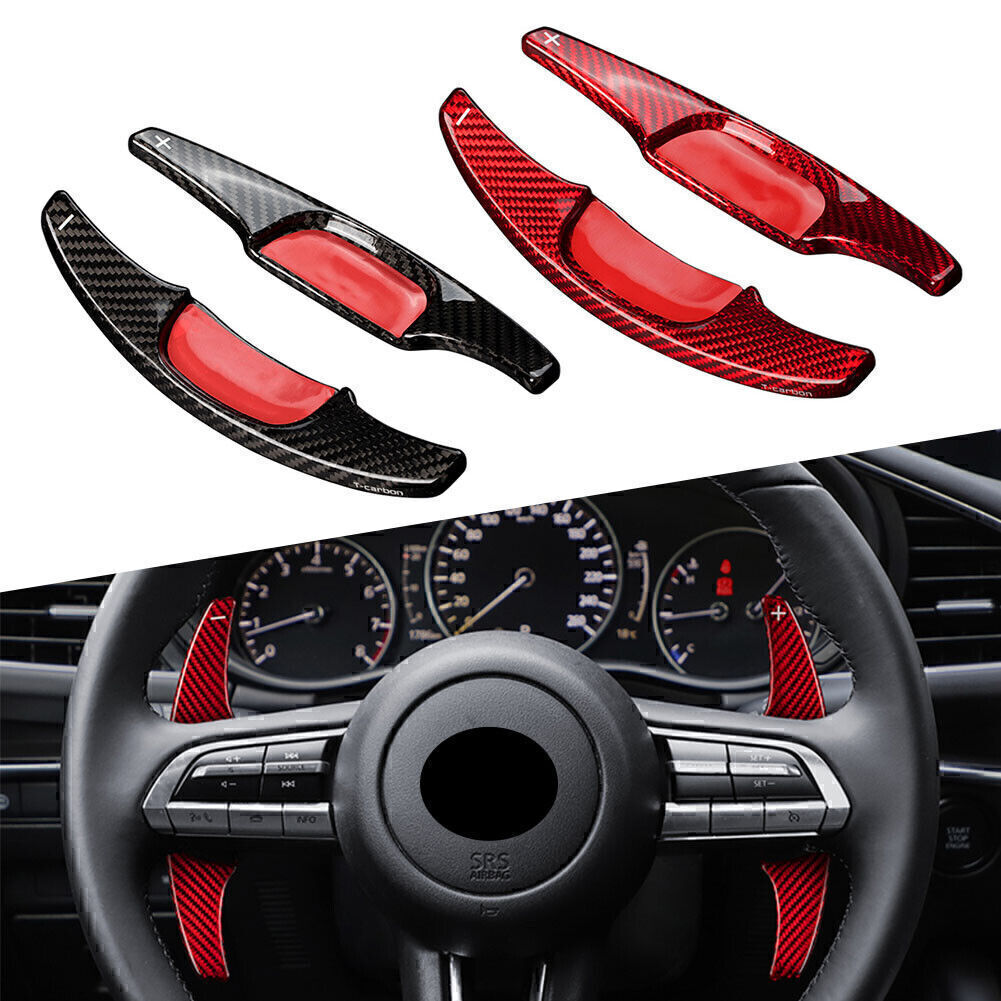 Carbon Fiber Steering Wheel Shift Paddle Extension for Mazda 3 2020 2021