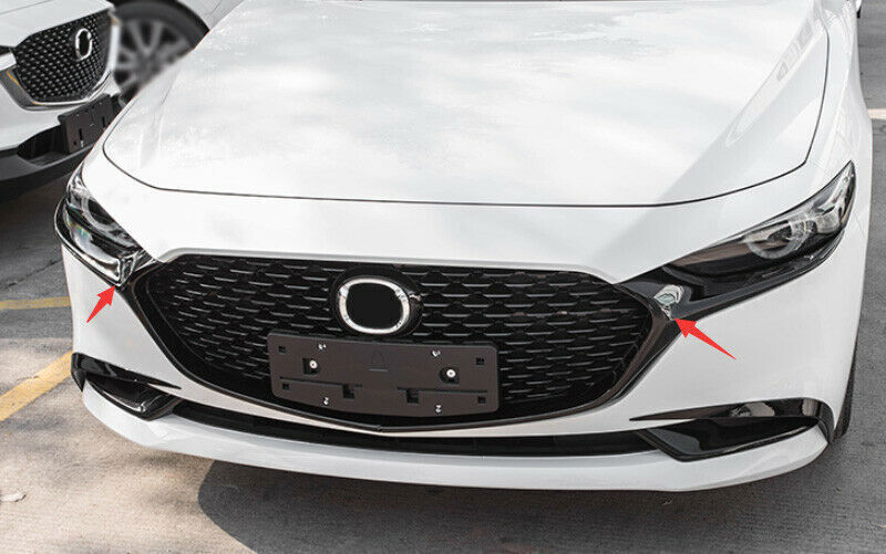 2for Mazda 3 Axela 2020-2023 ABS Gloss Black Front Grille Grill Mesh Strip Trim