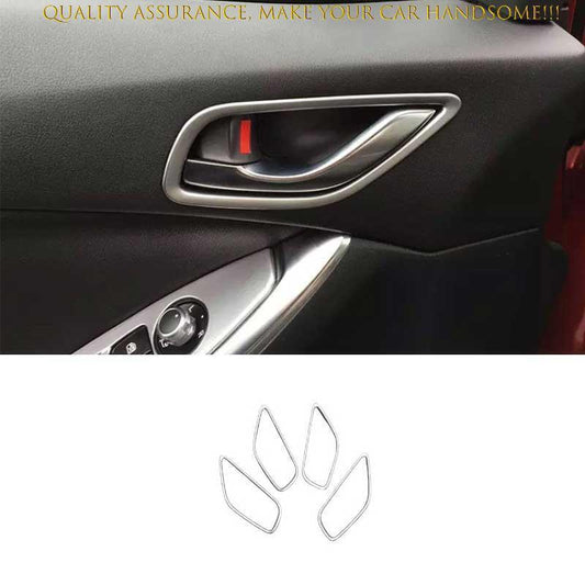 4P for Mazda CX-5 CX5 13-15 Matte Silver Inner Door Handle Lock Frame Cover Trim