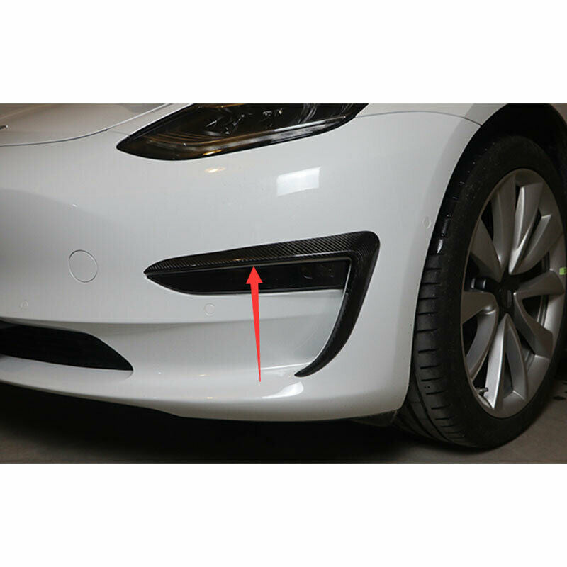 Carbon Fiber Front Fog Light Lamp Eyebrow Spoiler Cover for Tesla Model 3 17-23