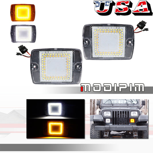 2-Pack Turn Signal LED Light Replacement Kit for Jeep for Wrangler YJ 1987-1995 with Clear Lens