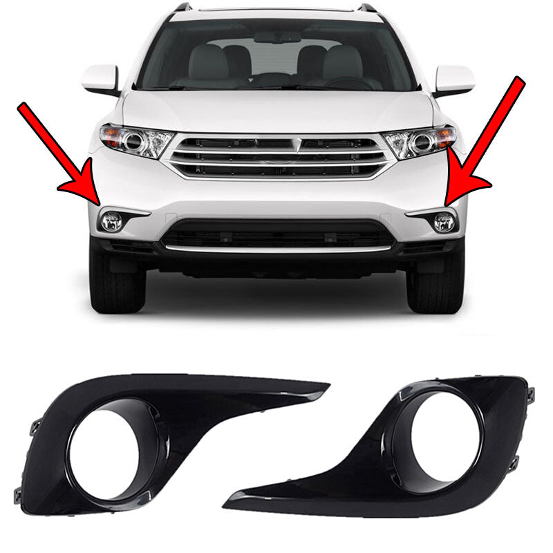 Pair Front Bumper Grille Fog Light Cover for Toyota Highlander 2012 2013 2014