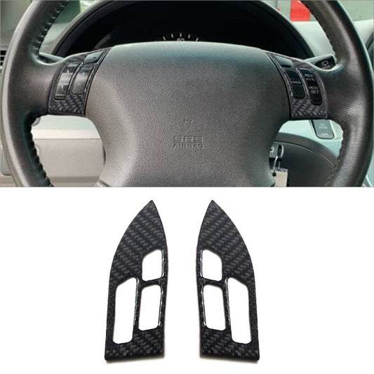 2x Carbon Fiber Steering Wheel Button Cover Trim for Honda Odyssey 2005-2010