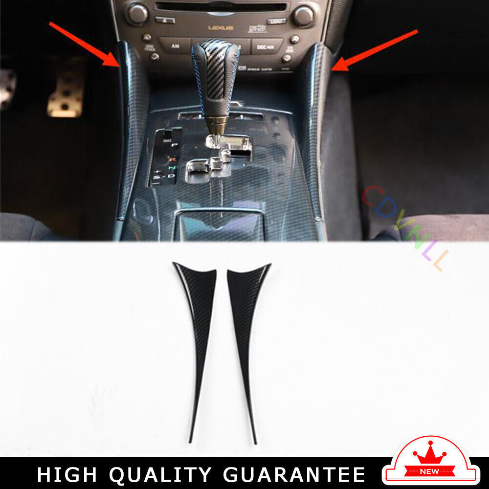 Gear Shift Both Side Cover Trim Decoration for Lexus IS 06-11 Black Carbon Fiber