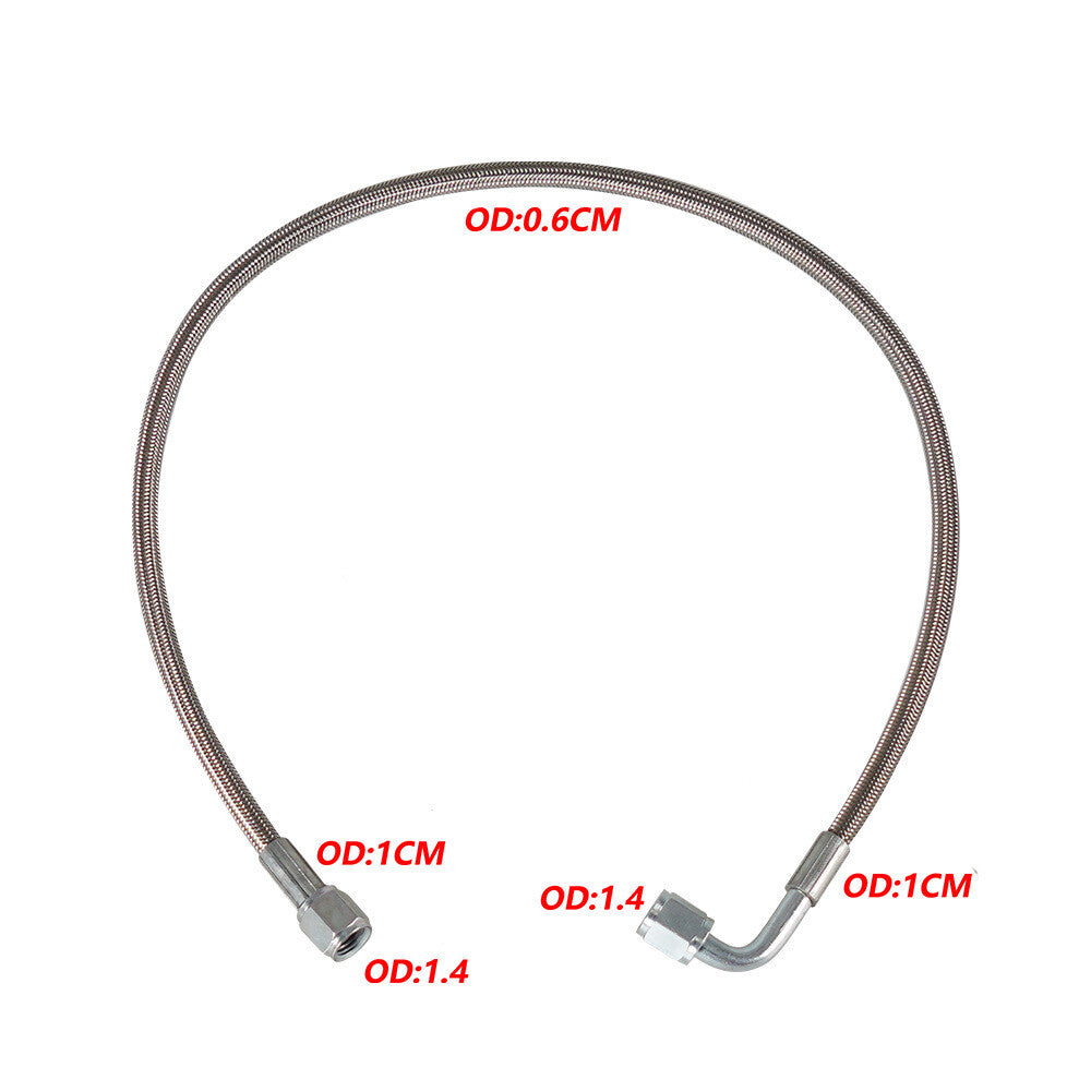 Turbine oil feed line 48-inch steel braided PTFE line 4AN 90° straight hose end PTFE
