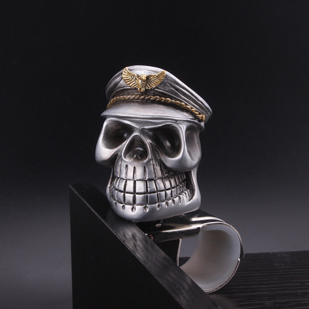 Silver Skull Head Car Steering Wheel Spinner Suicide Knob Handle Booster