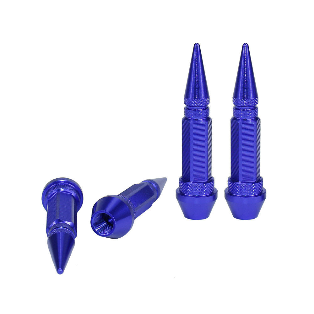 4pcs Aluminum Tire Wheel Rim Valve Cap Type Spiked Air Port Dust Cover Stem Blue