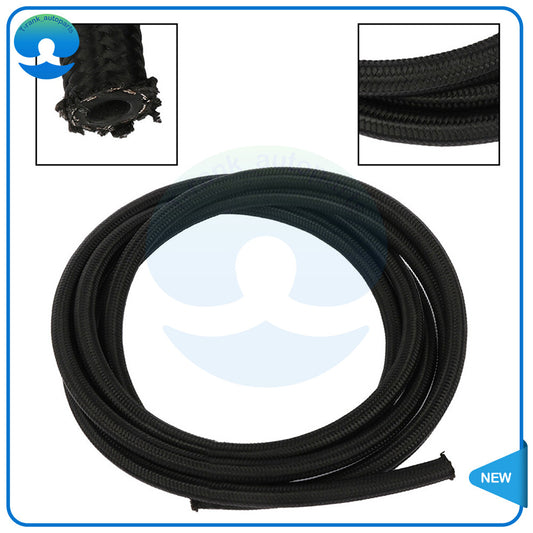 Black Small Engine Hose Universal Braided CPE Oil Fuel Gas Line Hose 10Ft An4