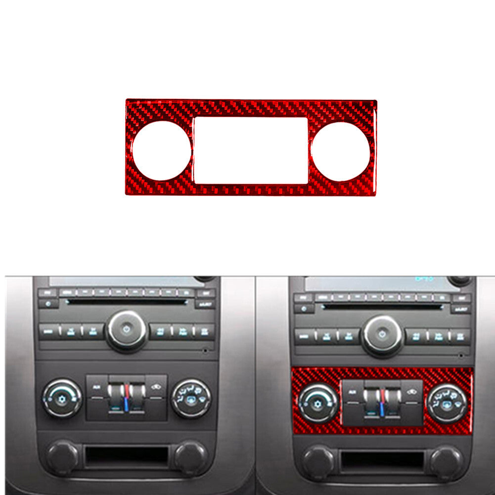 Red Carbon Fiber Manual Climate Control Trim For Silverado/tahoe/ for sierra 2007-14