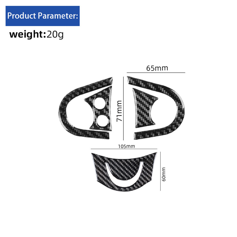 5X Carbon Fiber Steering Wheel Accent Trim for BMW for MINI Cooper 2007-2010