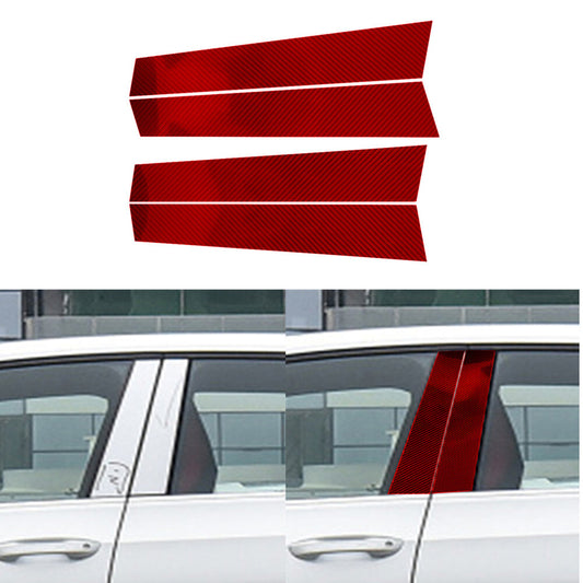 4X Red for VW for Golf 8 MK8 GTI 2021 Carbon Fiber Car Window B-pillars Cover Trim