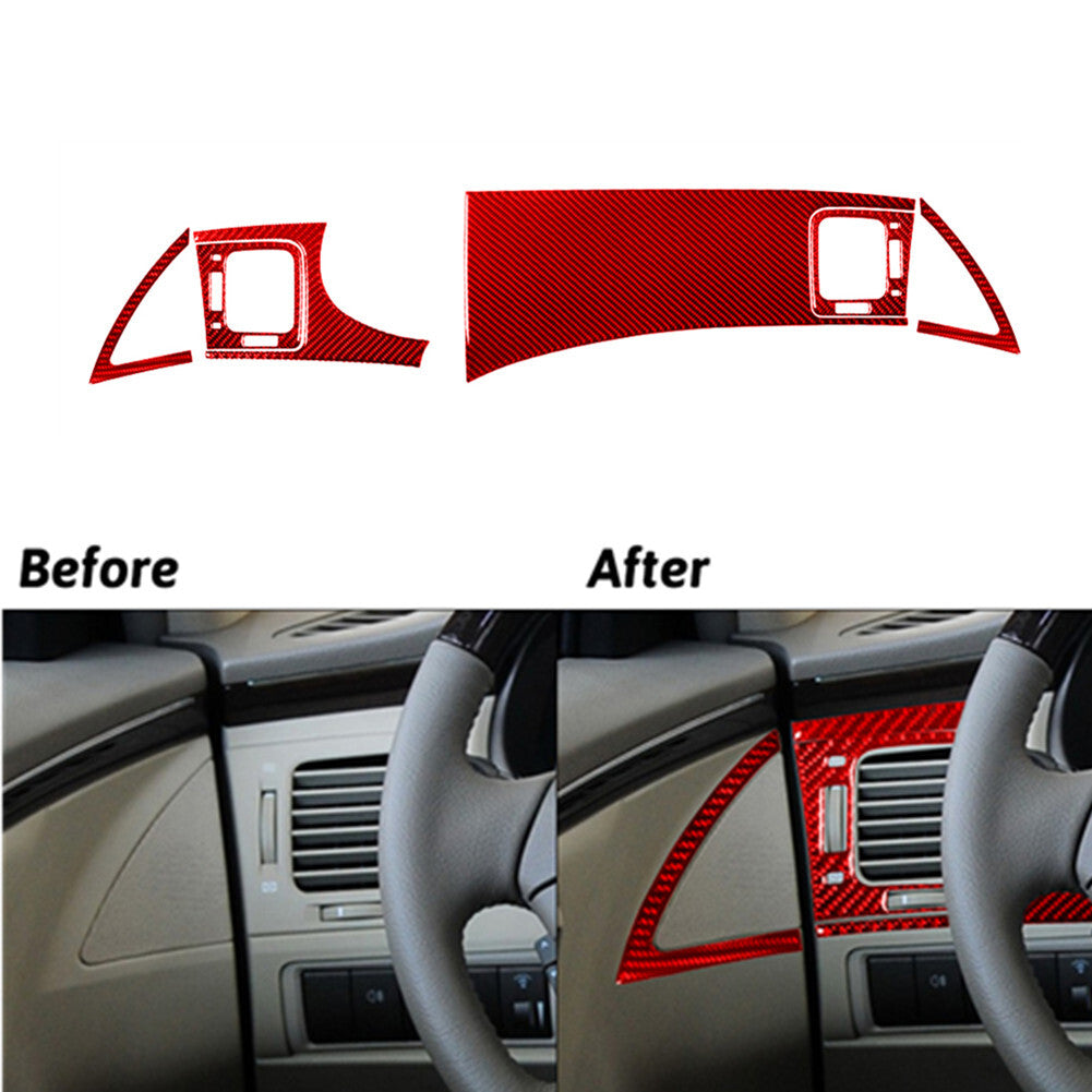 6Pcs Red Carbon Fiber Inner Dashboard Kit Cover Trim for Hyundai Azera 2006-2011