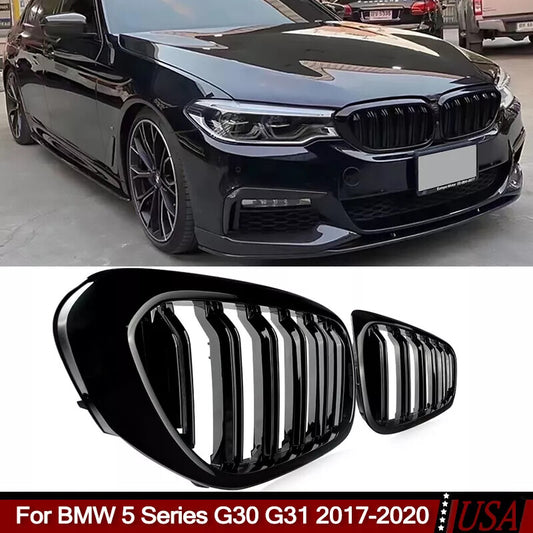 Gloss Black for BMW 5 Series G30 G31 530i 540i 2017-20 Front Kidney Grille Grill