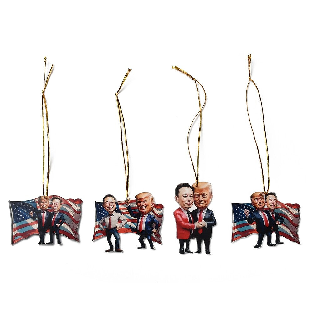 4x TrumpMusk Christmas Ornaments for Christmas Tree, Car Rear Mirror Hanging