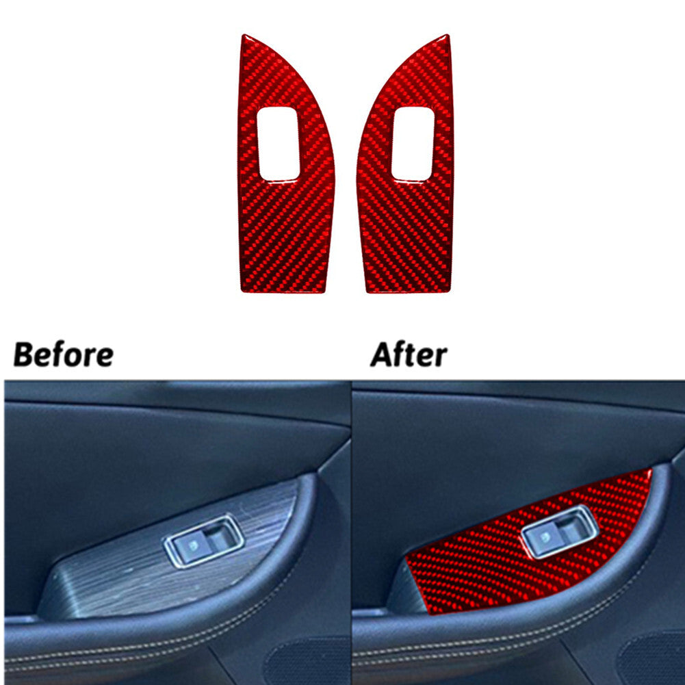 Red Rear Window Lift Trim Cover Interior Carbon Fiber for Chevy Impala 2014-2020