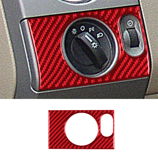 Carbon Fiber Interior Headlight Control Cover Trim for Ford F-150 FX4 04-08 Red