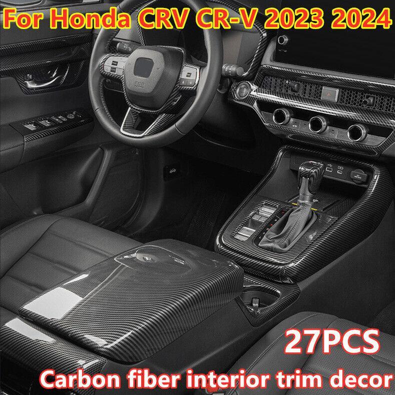 27PCS Carbon Fiber Car Interior Kit Cover Trim Decor for Honda CRV for CR-V 2023 24