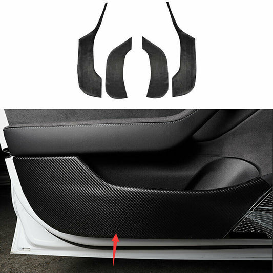 Carbon Fiber PU Inner Door Anti-Kick Panel Cover trim for Tesla Model 3 2017-23