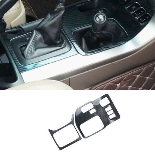 2X Carbon Fiber Steel Central Console Gear Shift Trim for Toyota Prado FJ 03-09