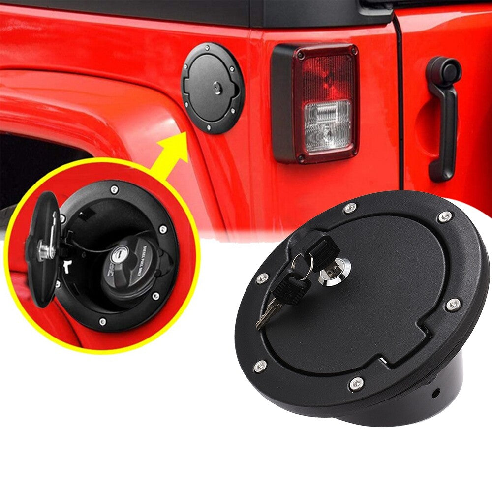 for Jeep for Wrangler JK 2007-2017 Aluminum ABS Fuel Filler Door Gas Cover Tank Cap