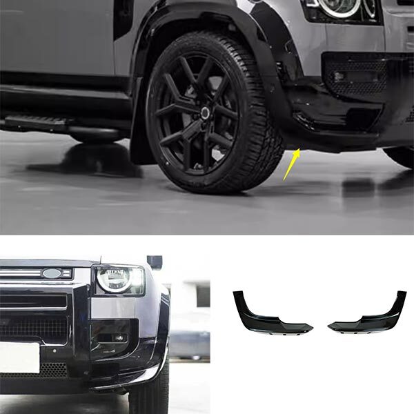 2PC Front Bumper Side Spoiler Black Cover Trim for Land Rover for Defender 2020-2023