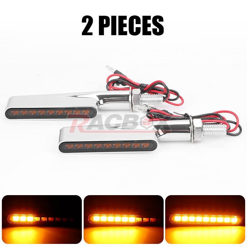 2x Sequential Flowing LED Motorcycle Turn Signal Blinker Indicator Light Chrome