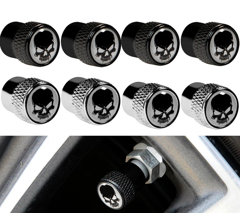 4-piece car tire valve cover rod air dust cover black Punisher skull for Toyota