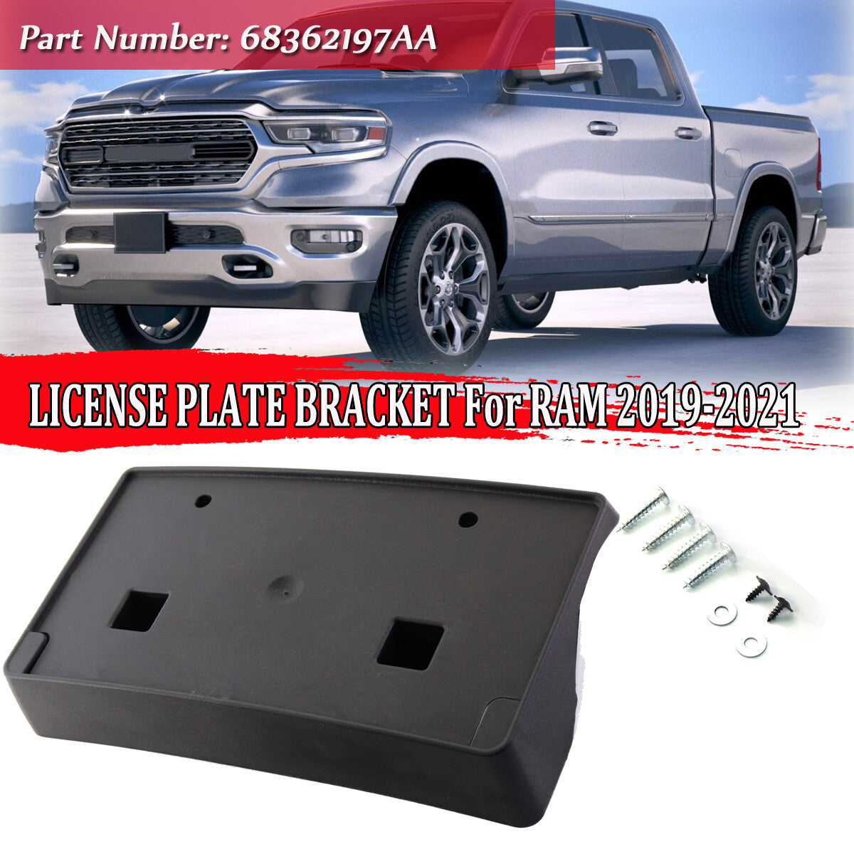 2019 - 2021 for Dodge for Ram 2500 Front License Plate Bracket Mount