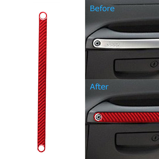 Red Carbon Fiber Above Glove Box Handle Cover Trim for Jeep for Wrangler JK 2011-17