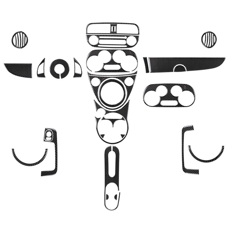 26Pcs Carbon Fiber Interior Full Set Decorative Trim Kit for Fiat 500 2012-2015