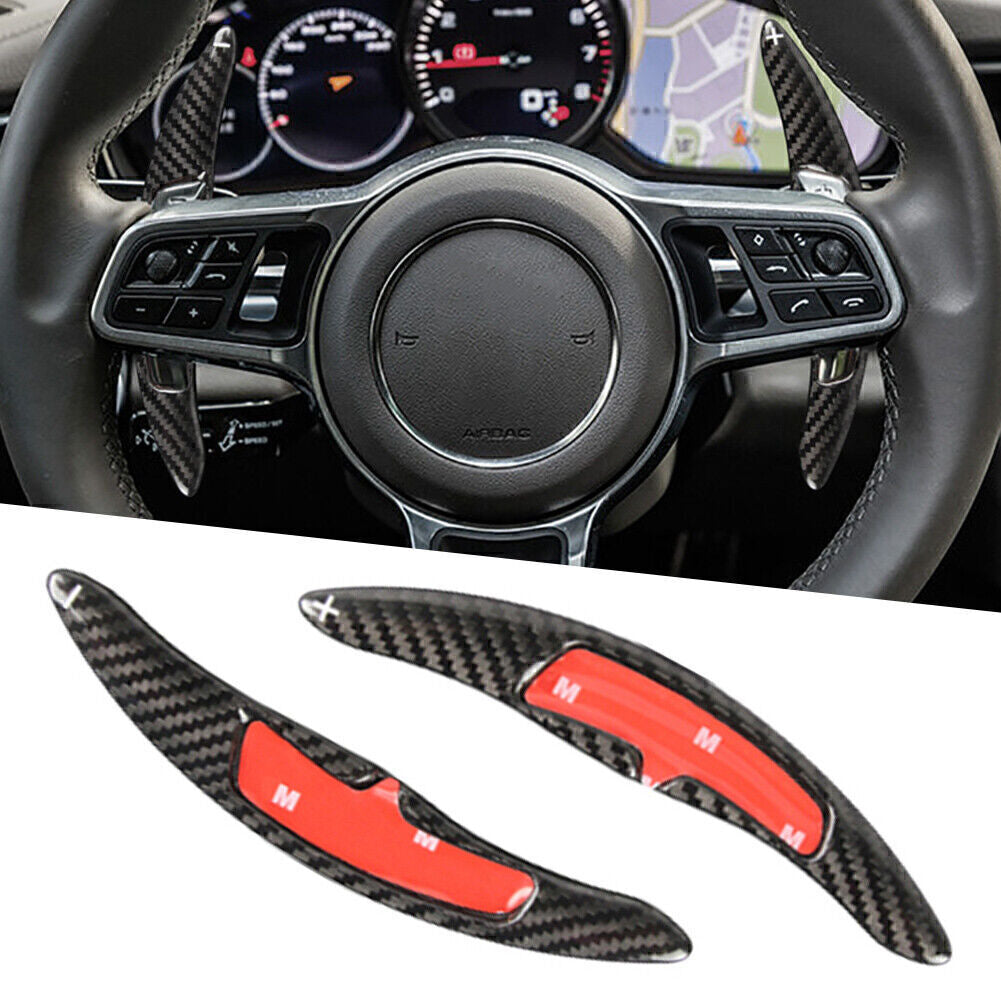Steering Wheel Paddle Shift Carbon Fiber Trim Fit for Porsche 911 991 718 PDK 2PCS
