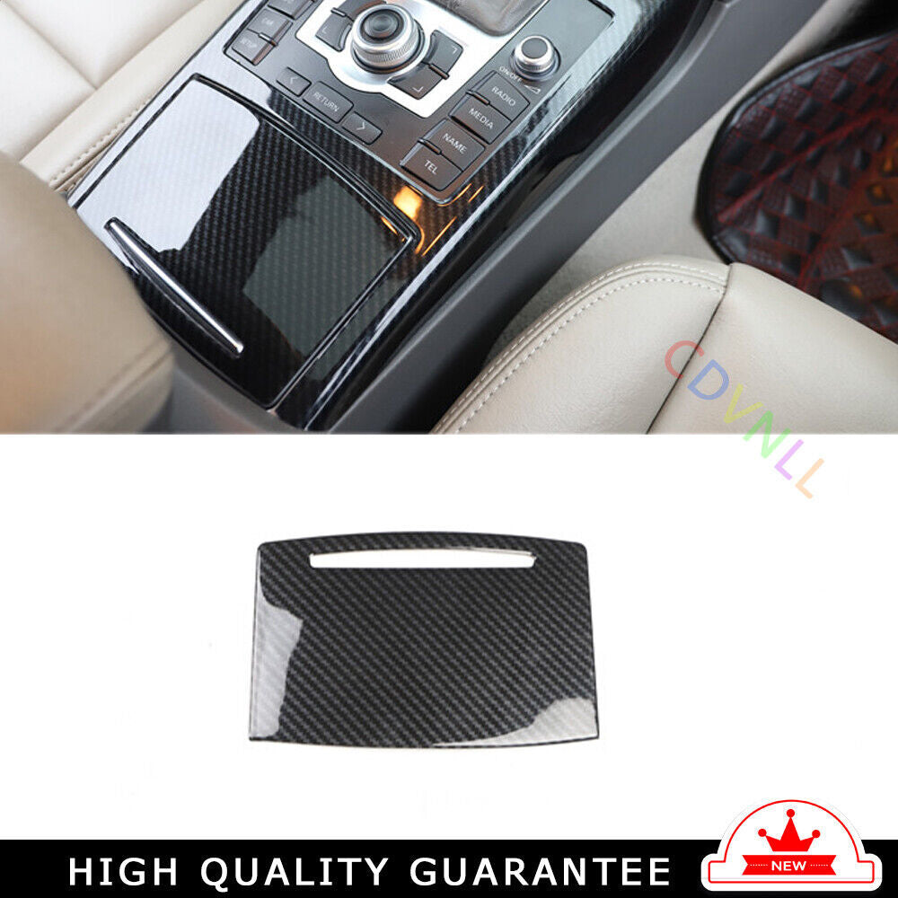 Car Inner Console Storage Box Cover Trim Fit for Audi A6L 2005-2011 Carbon Fiber