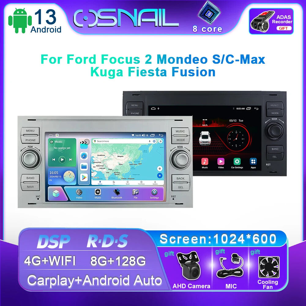 for Ford Focus 2 Mondeo S/C-Max Kuga Fiesta Fusion GPS Car Radio Player Screen
