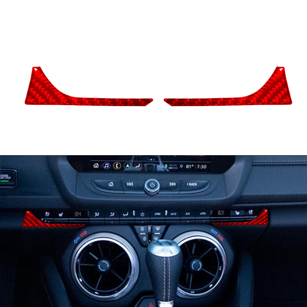 2x RED Nevigation Lower Panel Trim Strip Carbon Fiber for Chevy Camaro 2016-2018